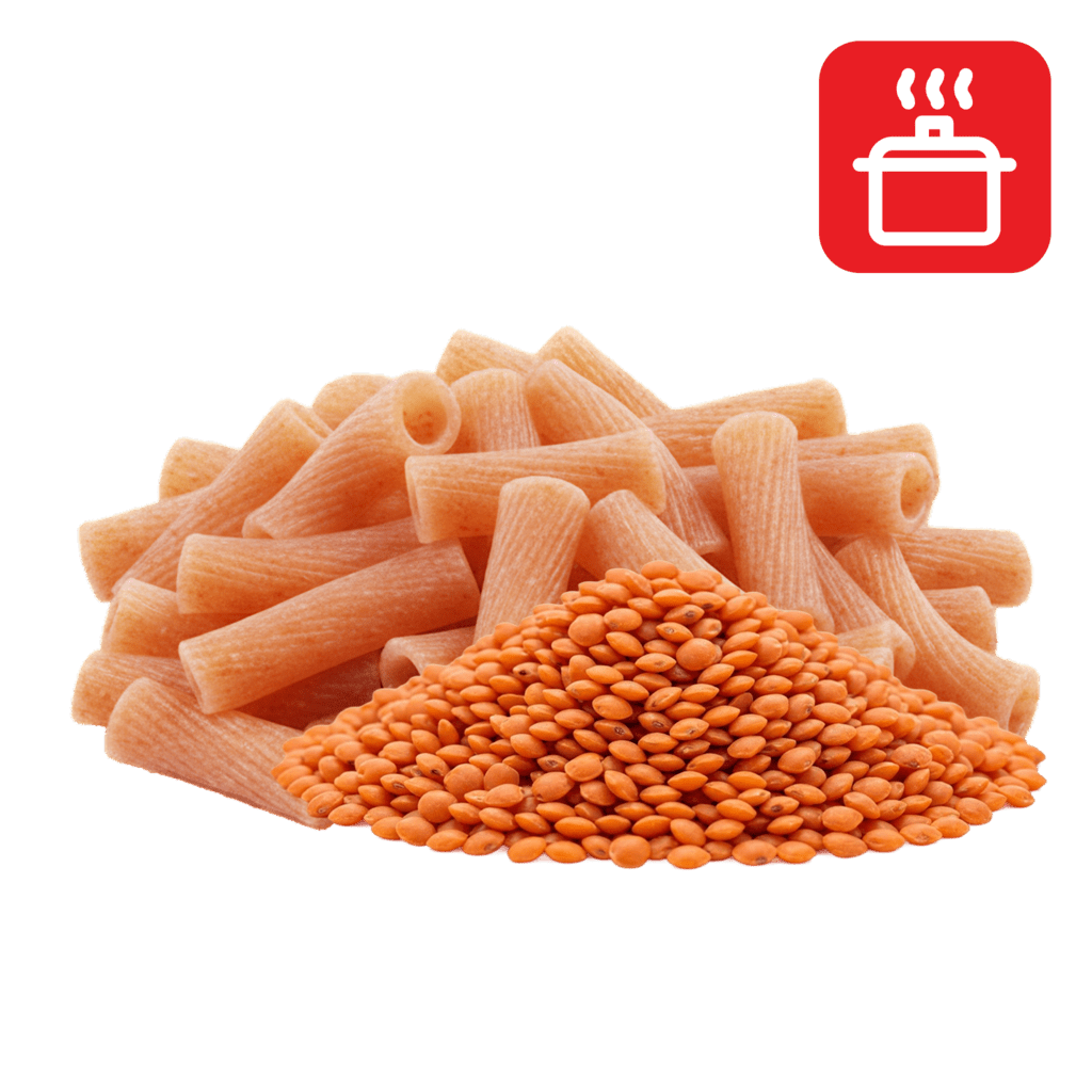 Ригатони из муки красной чечевицы отварные